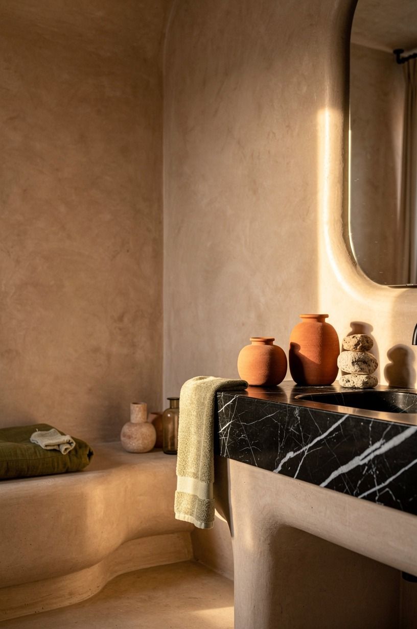 Choose plaster over glossy beige walls