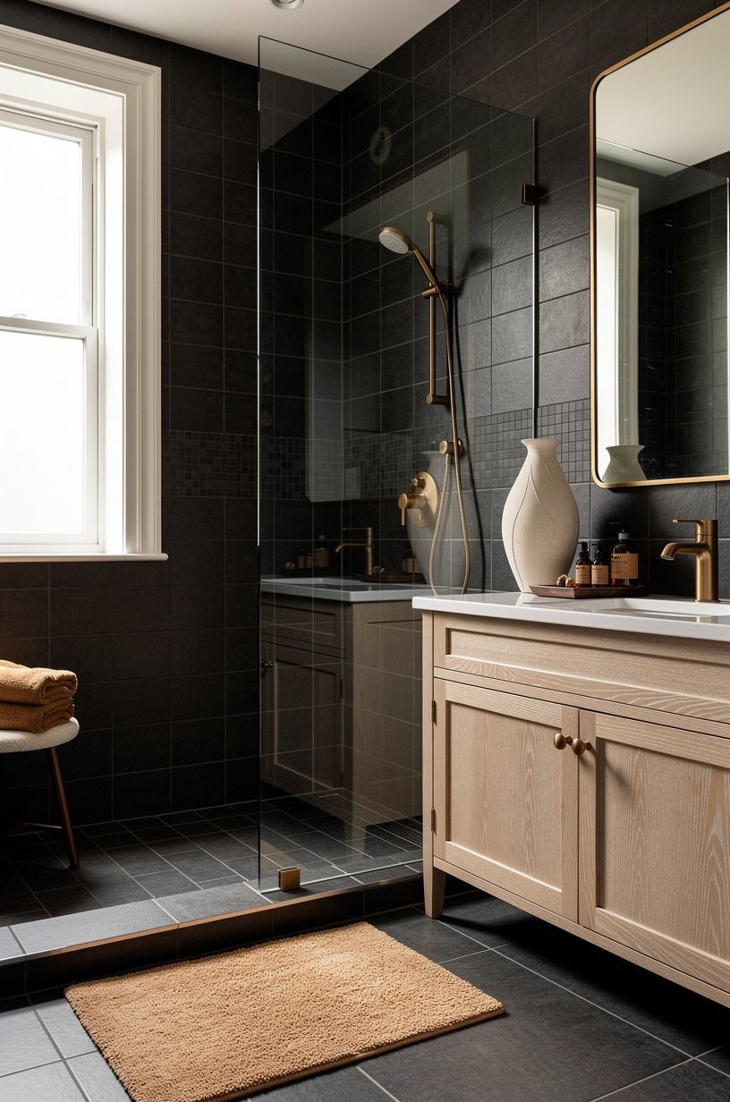 Could a Dark Shower Bathroom Use Warm Metal?