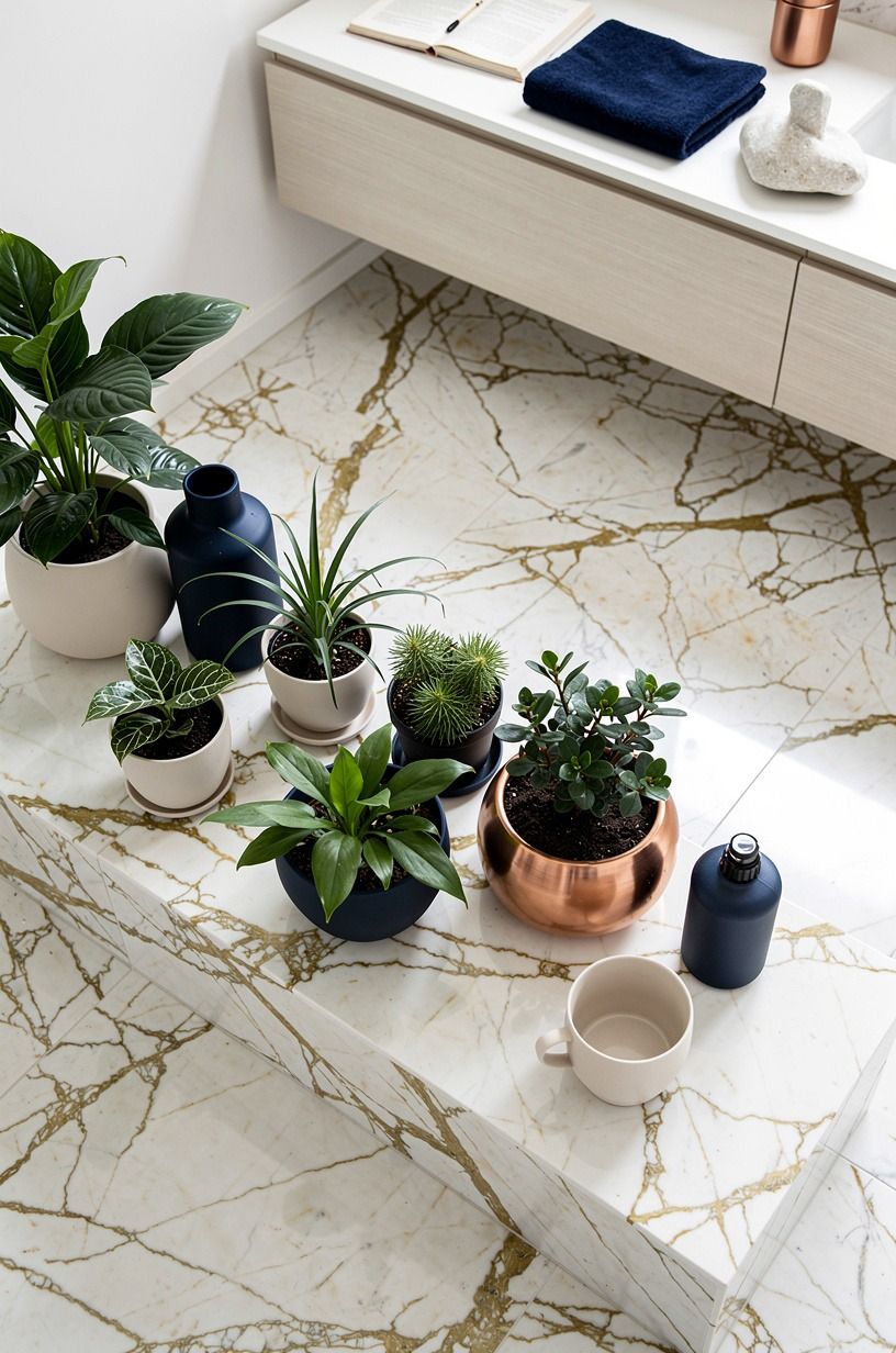 Create a plant ledge outside the spray
