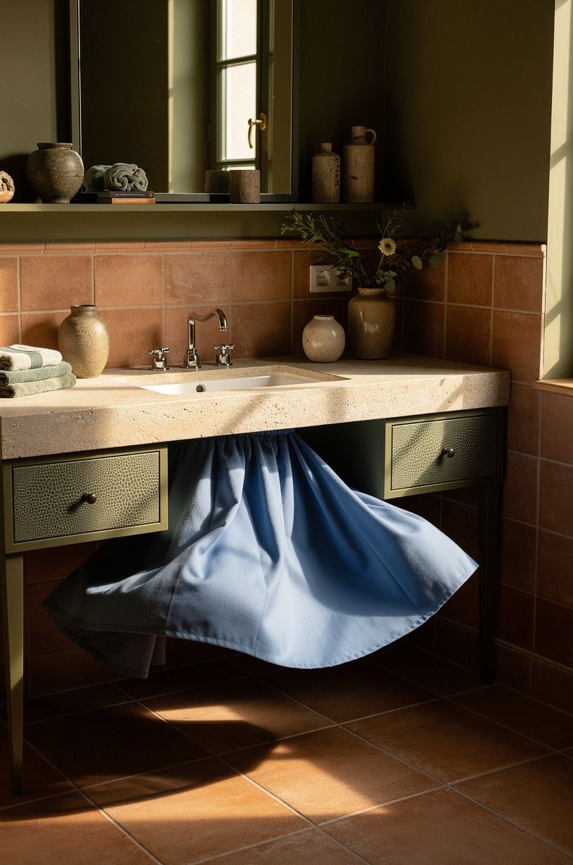 Float a Blue Skirt Under an Open Sink