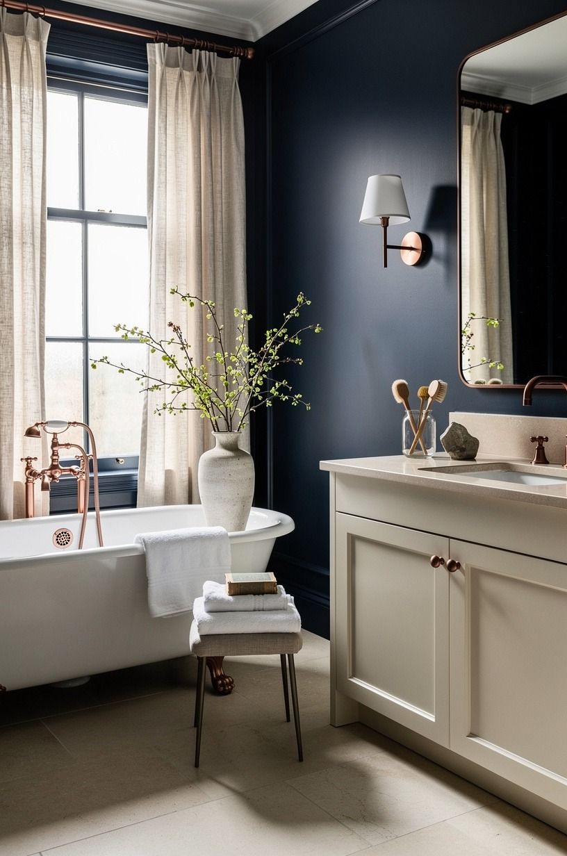 Float the soaking tub by window with breathing room
