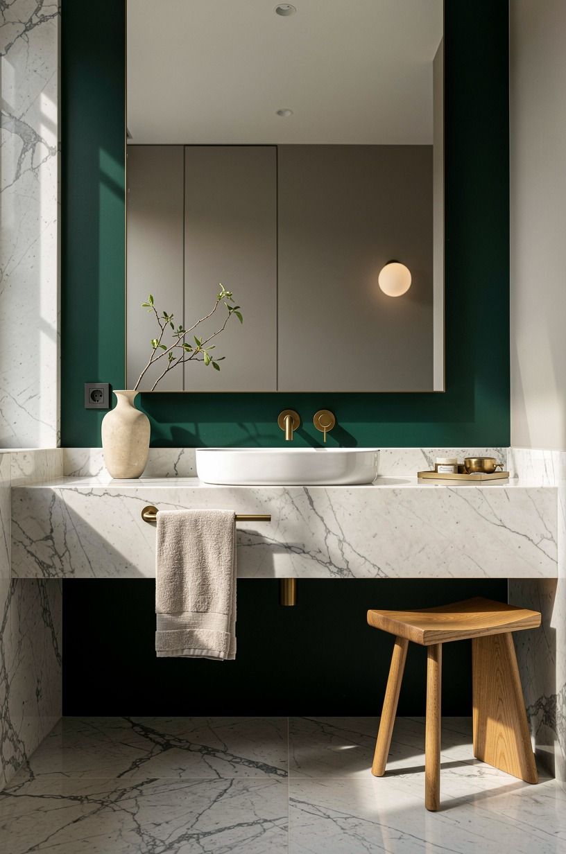 Frame a Grey Mirror With a Dark Green Border