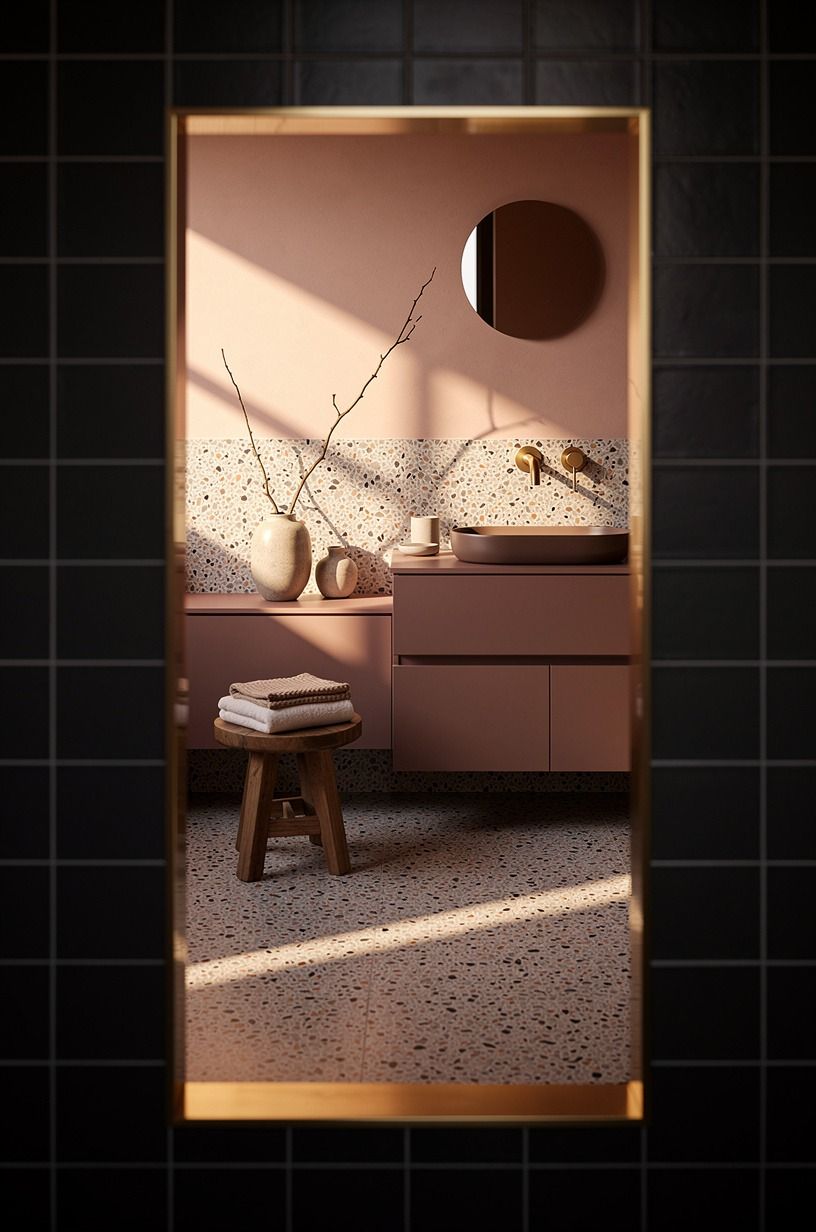 Frame dark tile with a slim gold edge