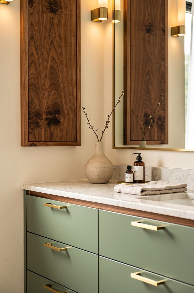 Frame each vanity with tall medicine cabinets