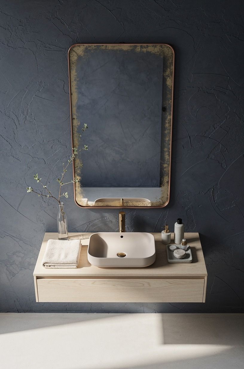 Frame the mirror with aged brass, not chrome
