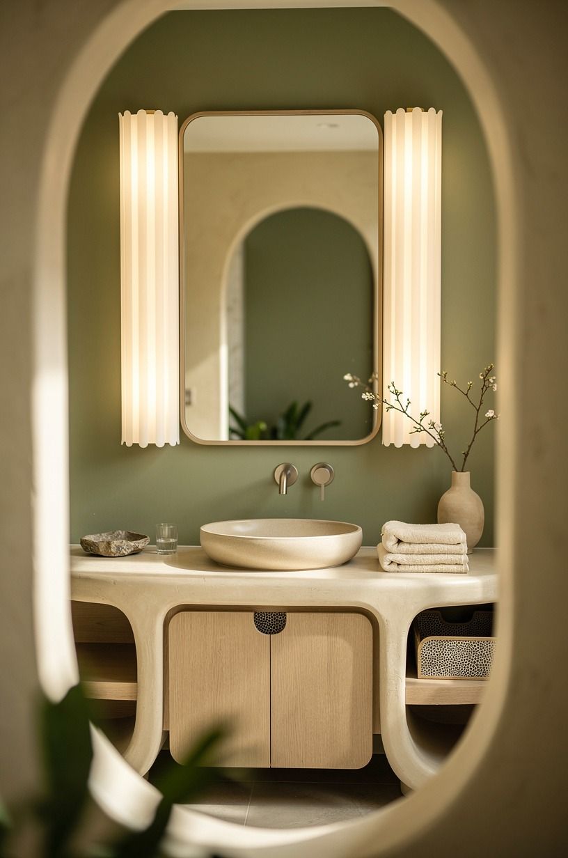 Frame the mirror with the Three-Height Light Stack