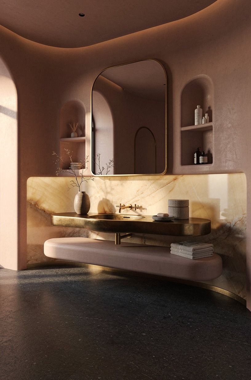 Frame the mirror with unlacquered brass