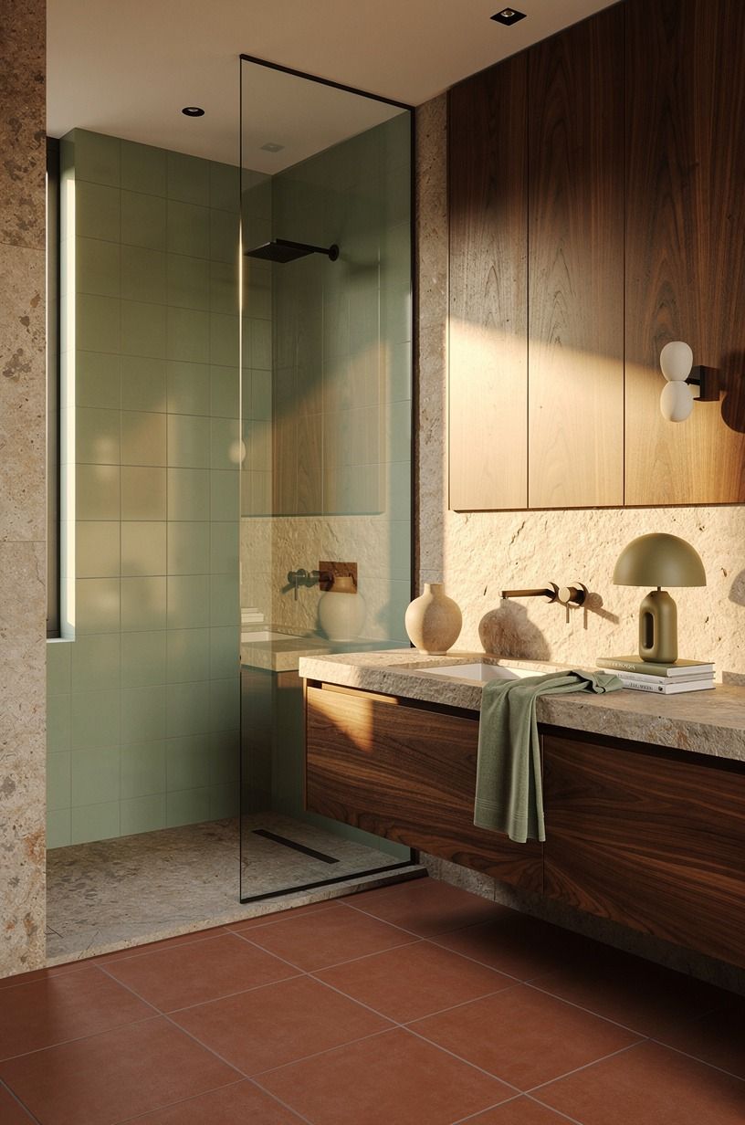 Frame the shower with a calmer green
