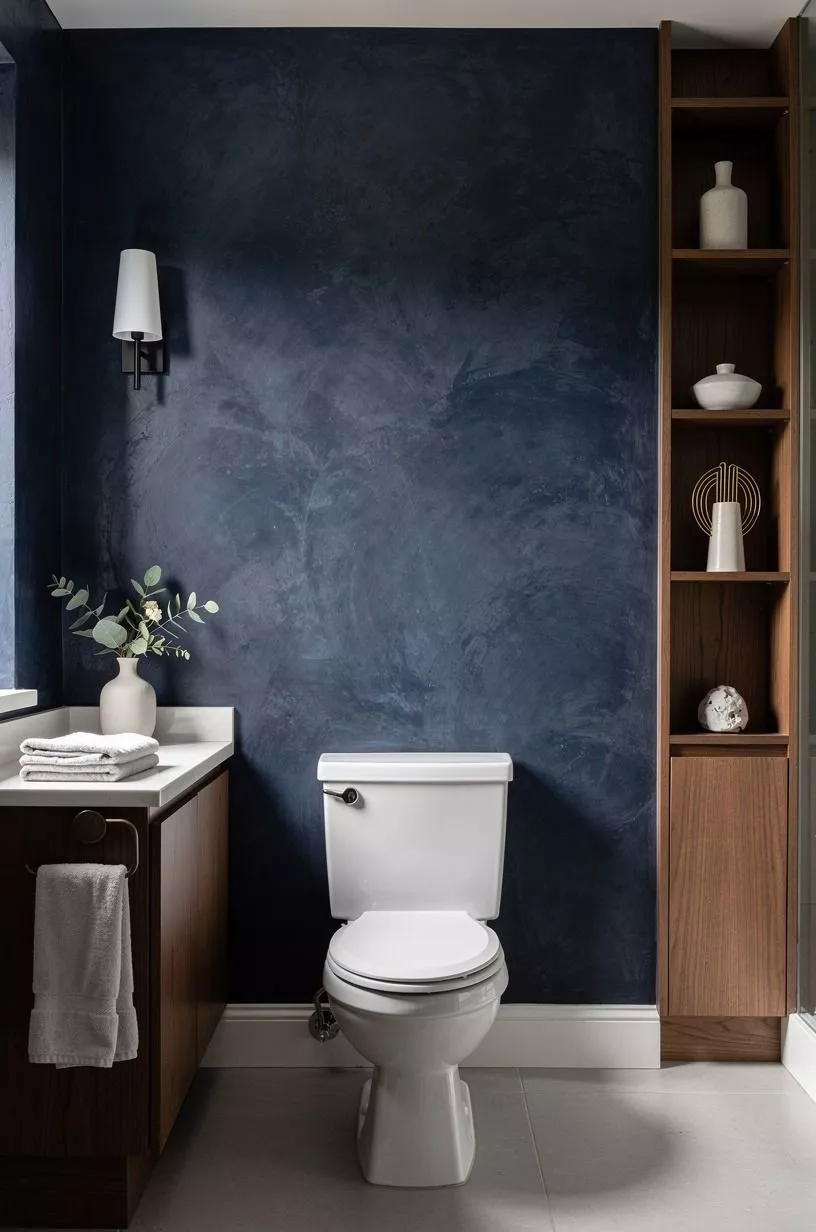 Frame the toilet wall with restrained pattern