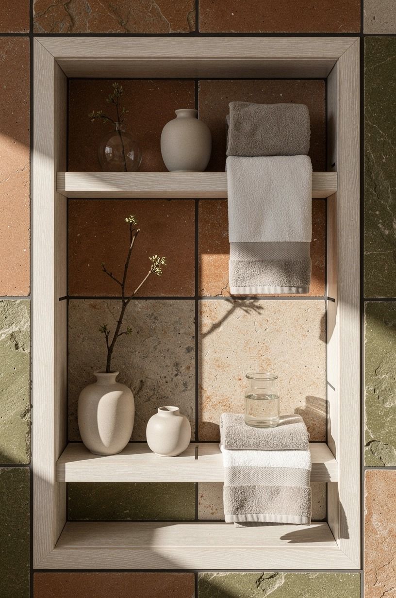 Give the niche a moody dark grout line