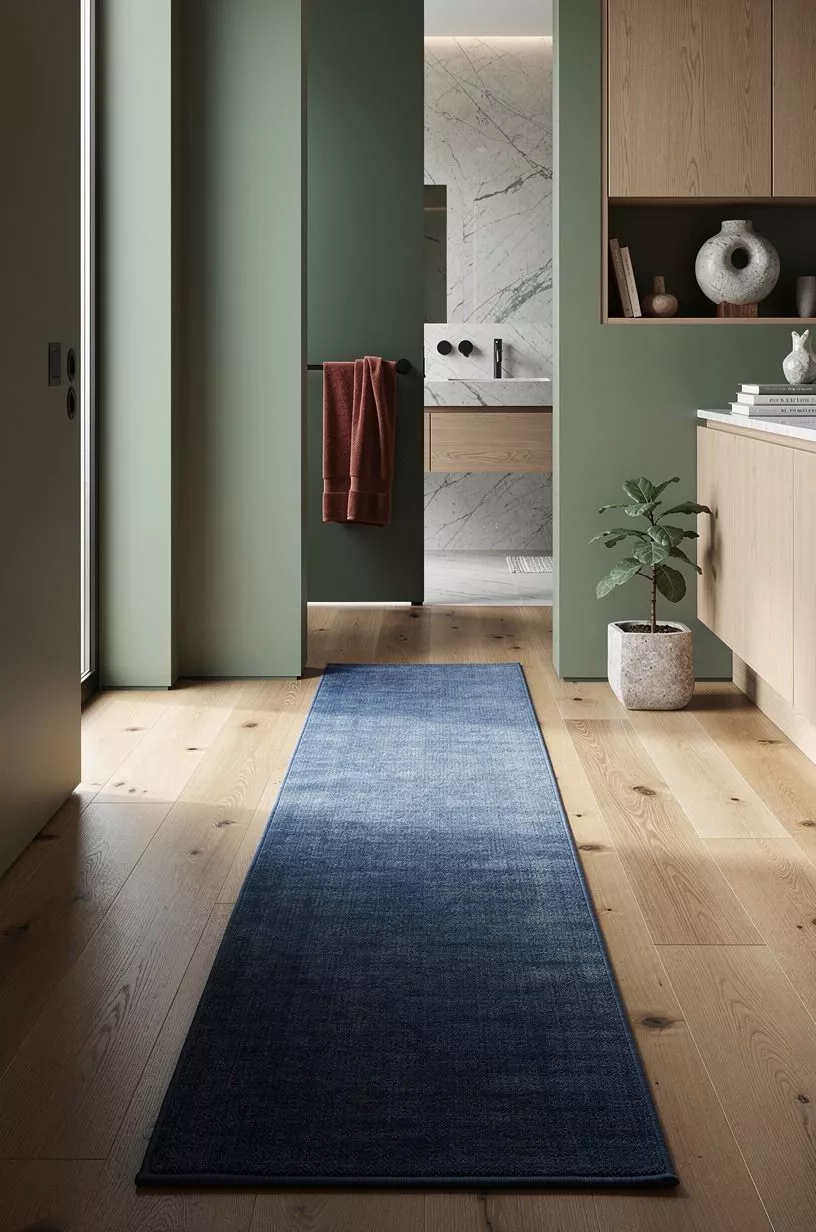 Ground the Floor With a Washable Blue Runner