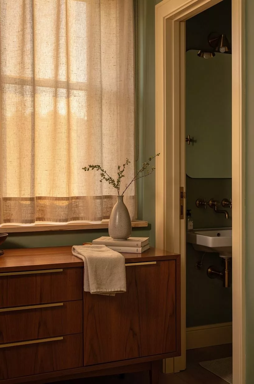 Hang a beige café curtain instead of a blind