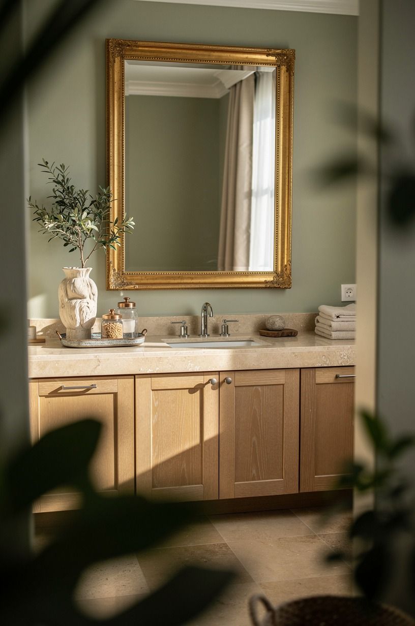 Hang a gilt mirror instead of buying a new vanity