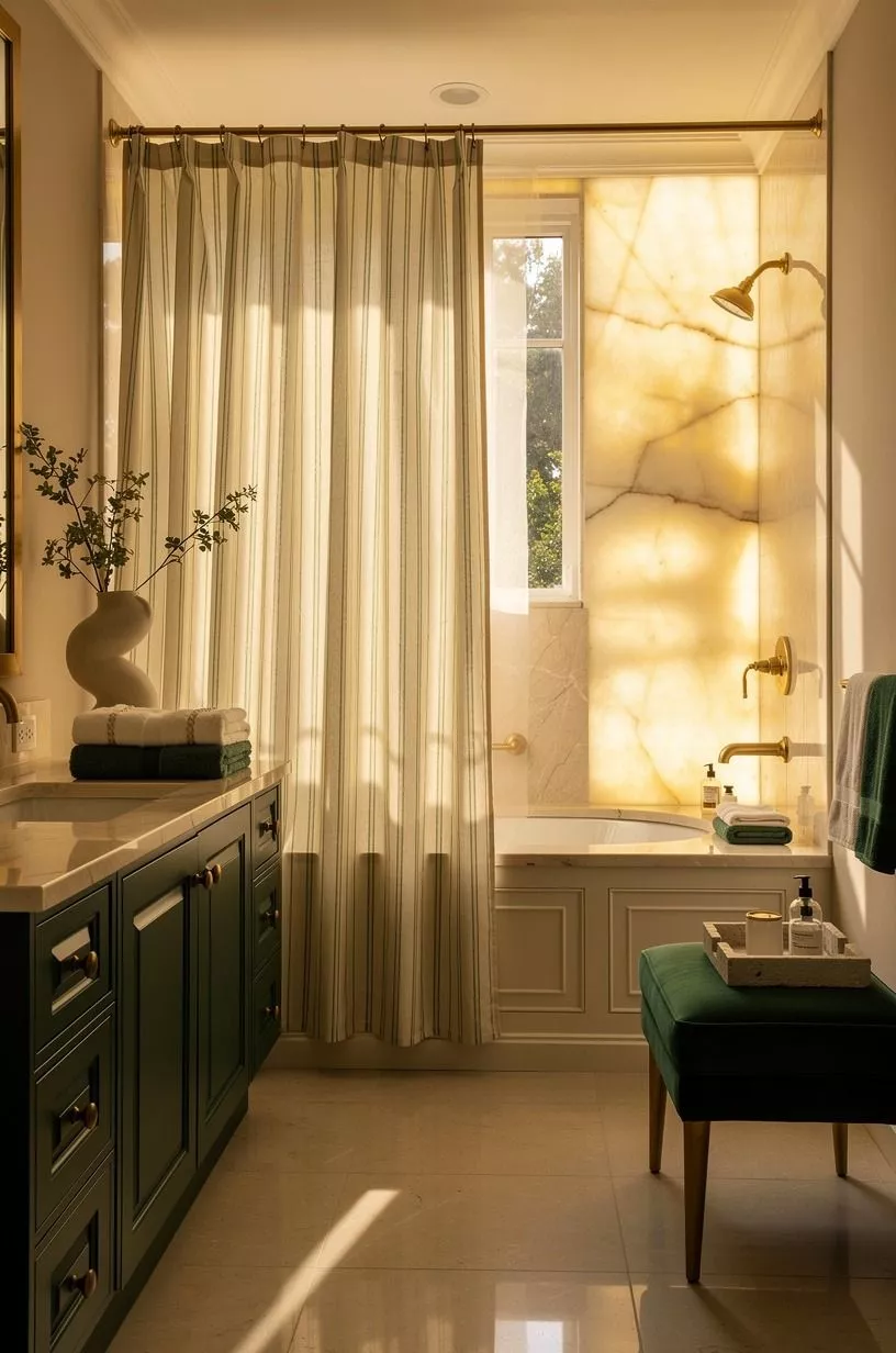 Hang a Striped Shower Curtain Like Fabric, Not Plastic