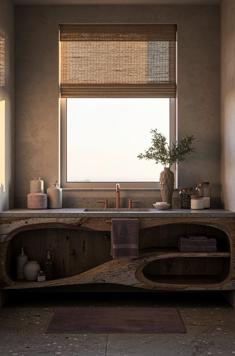 Hang a woven shade above the window