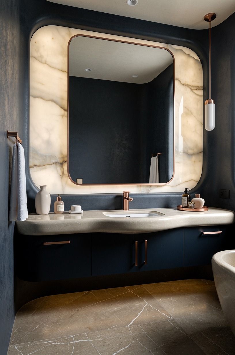 Hang one oversized mirror, not three small ones