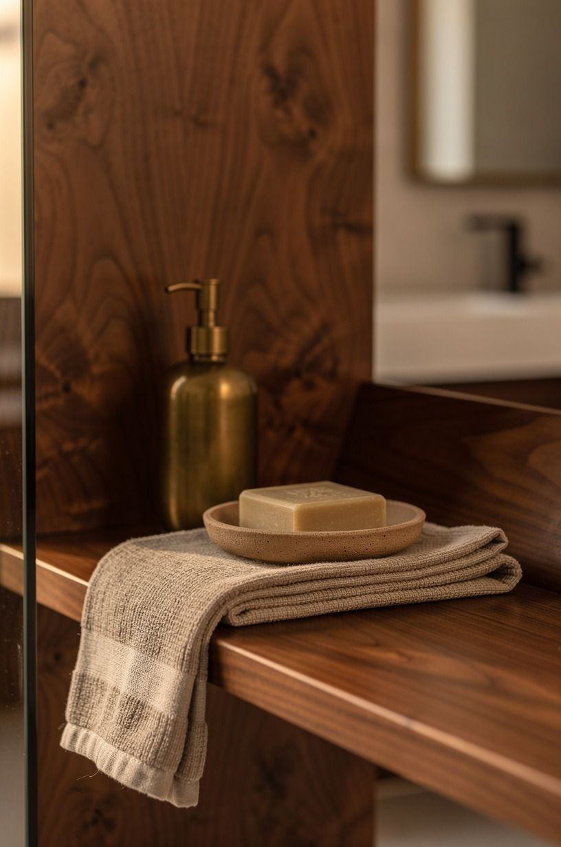 Keep the shower ledge shelf low and useful
