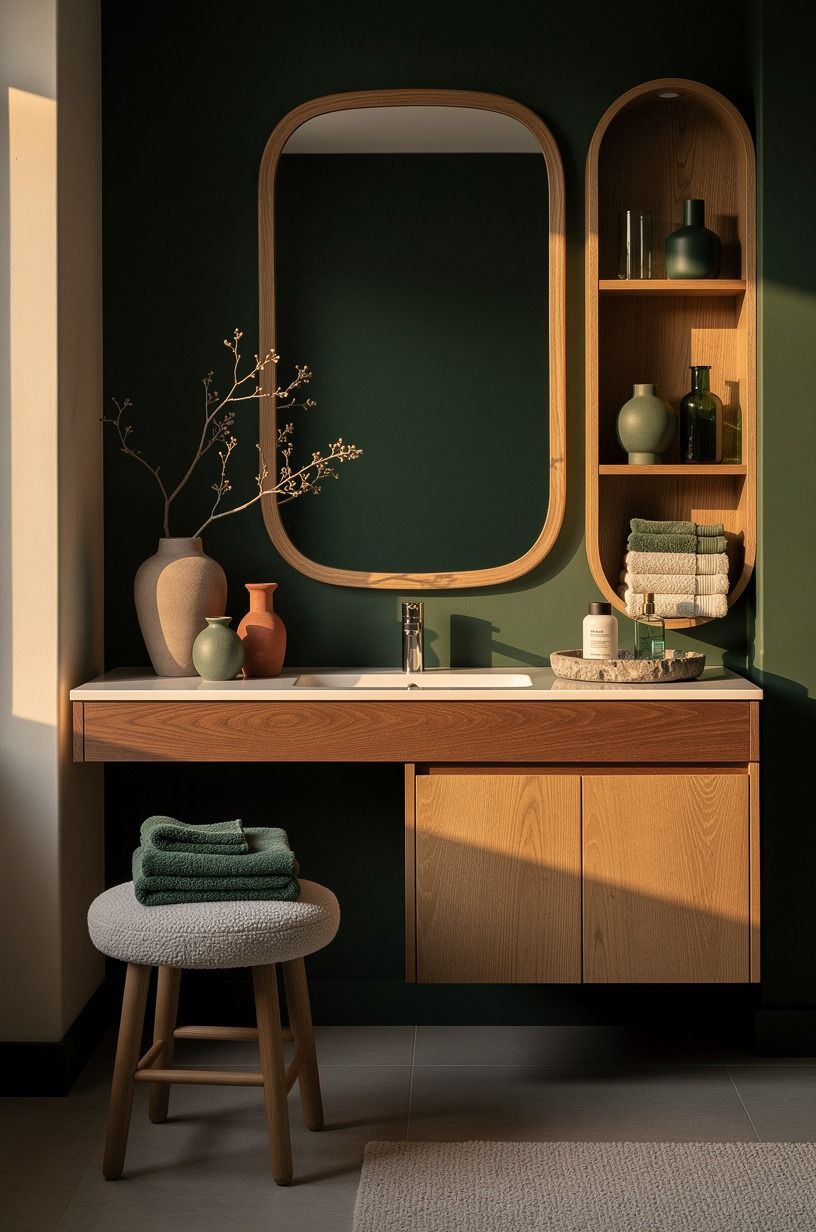 Layer the Two-Wood Rule around your vanity