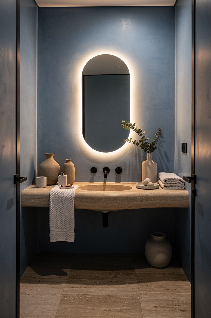 Let a warm mirror interrupt the blue