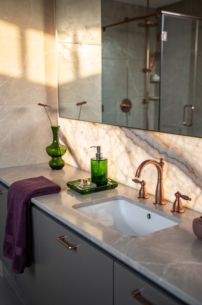 Let green glass carry the color across the counter