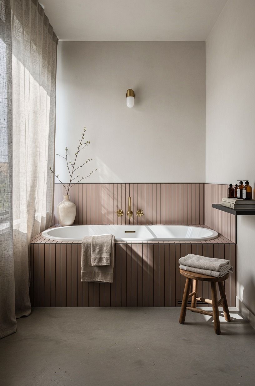 Let the grout frame your freestanding tub surround