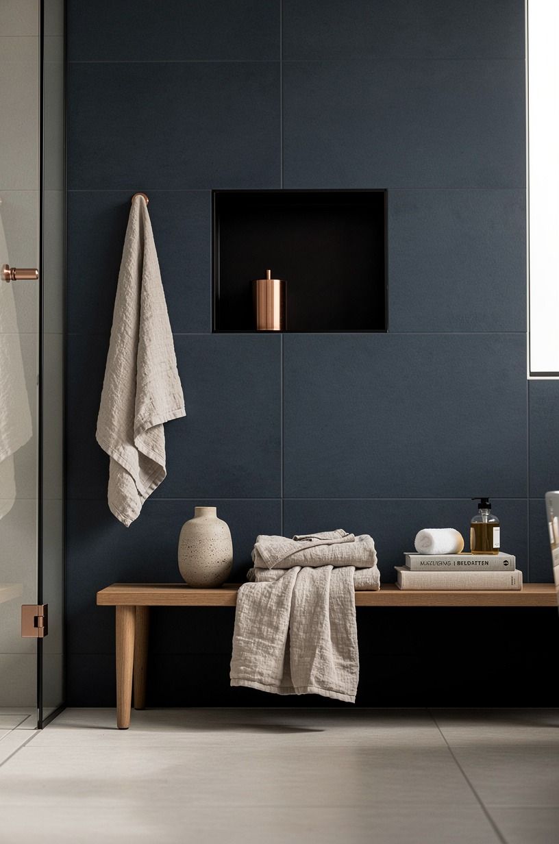 Make the shower niche a small black moment