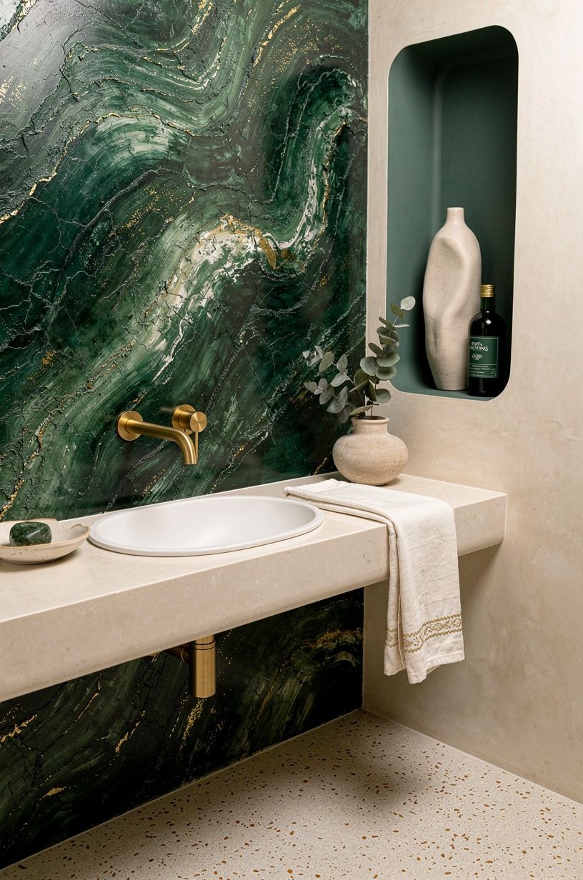 Mix a quiet vanity with a loud wall