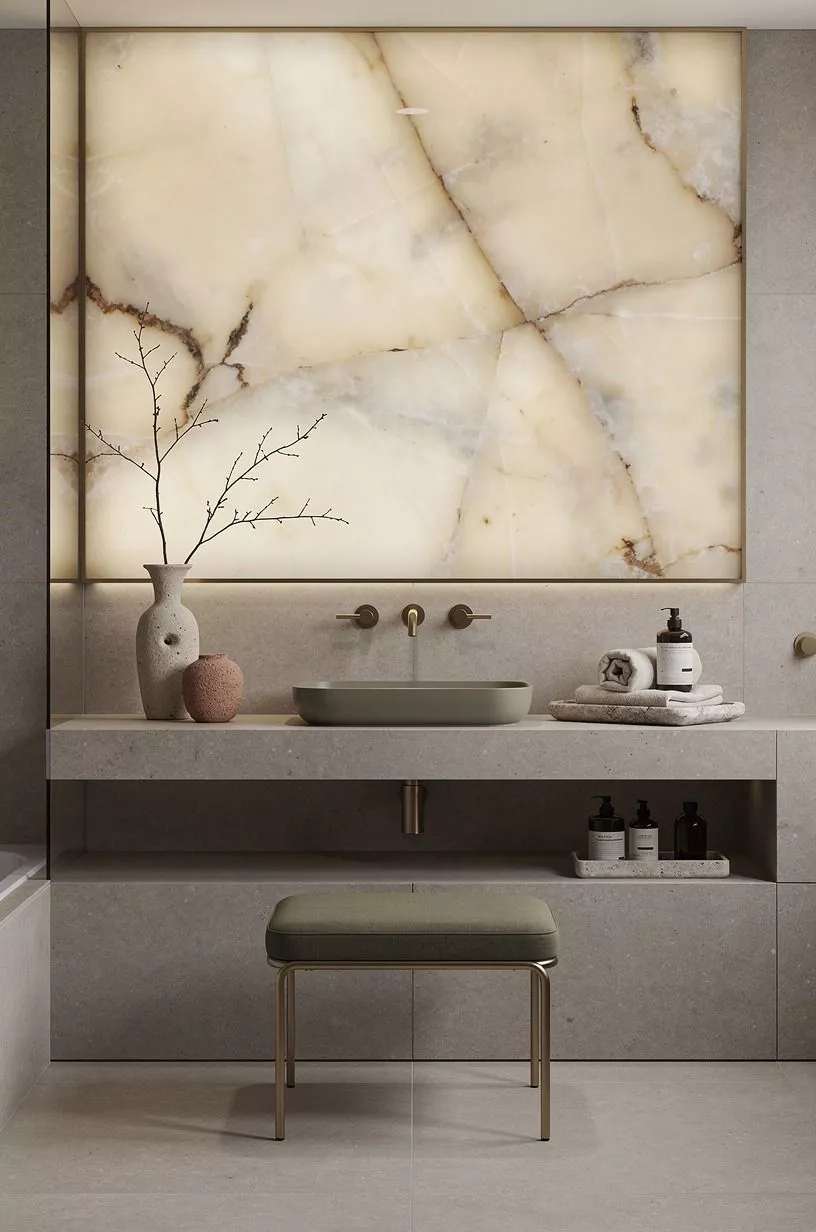 Mix brushed brass with one dark metal