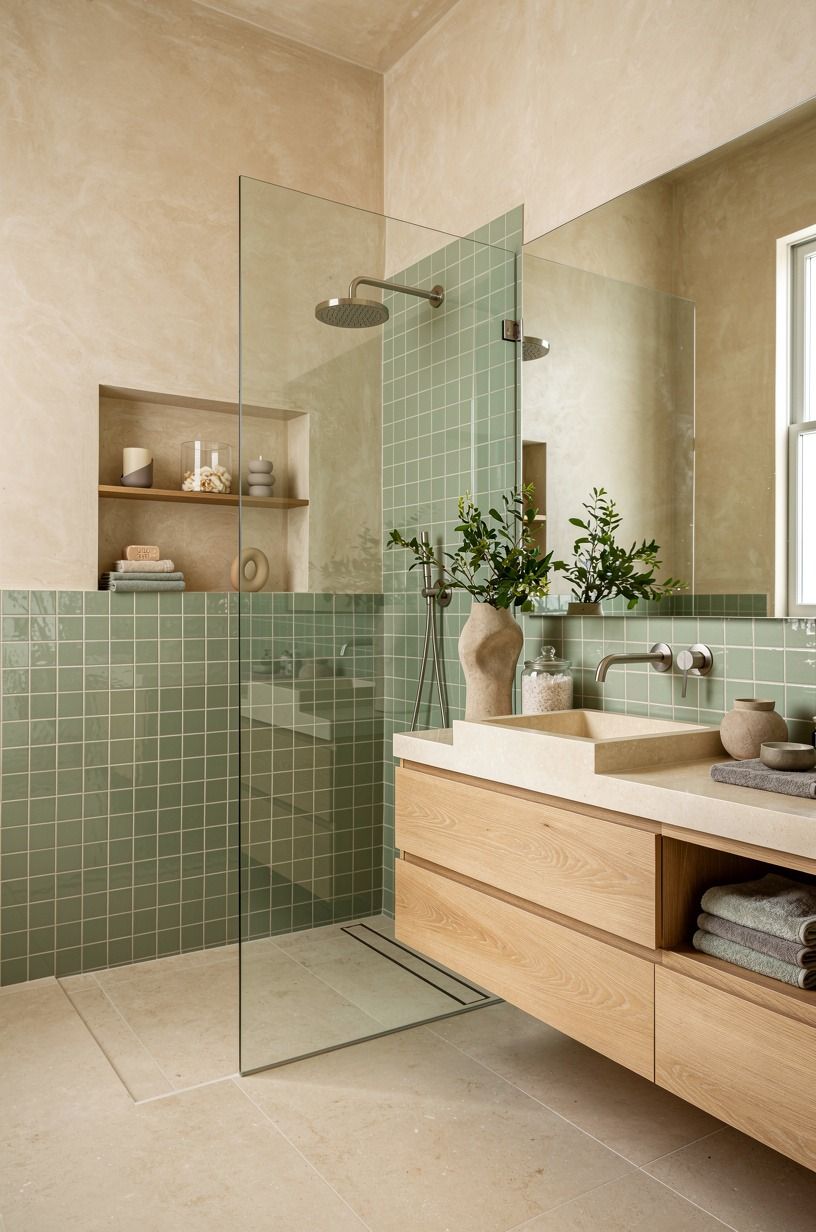 Mix Glossy Zellige With Matte Walls