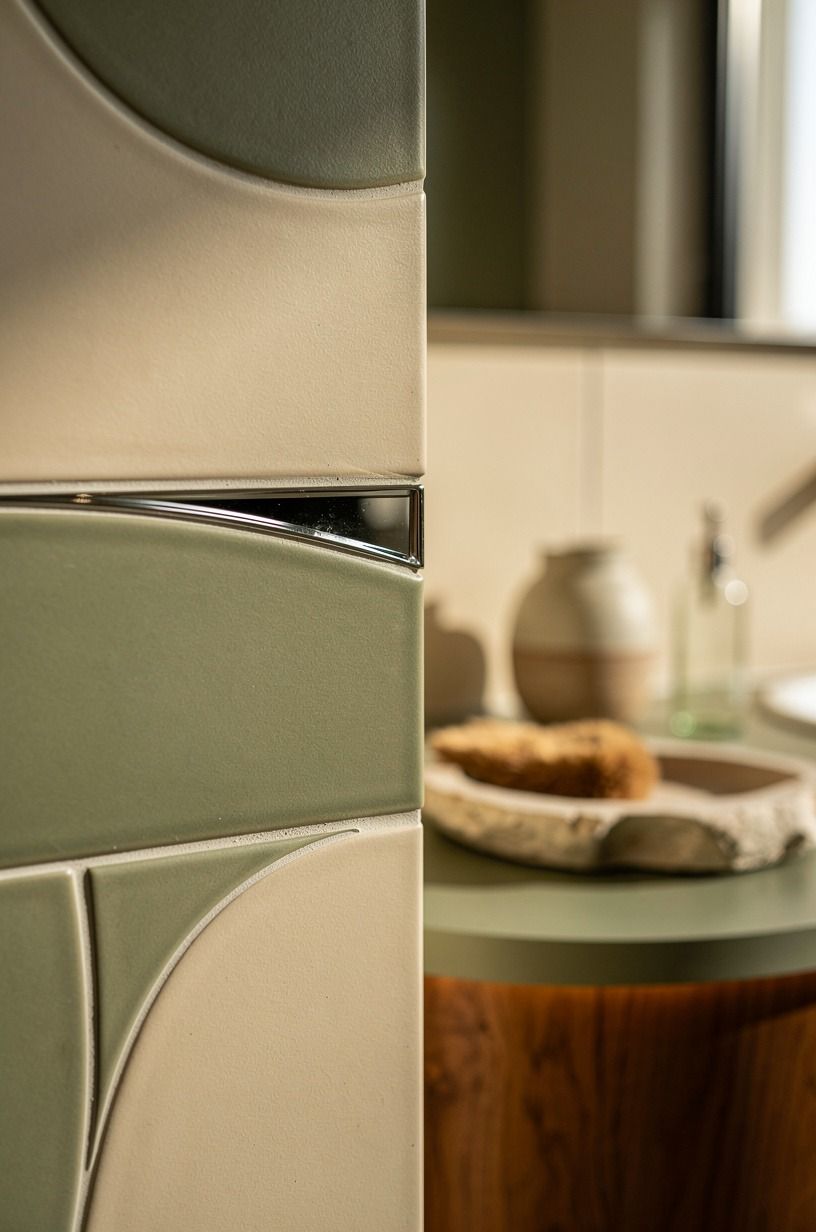 Mix matte tile with one reflective detail