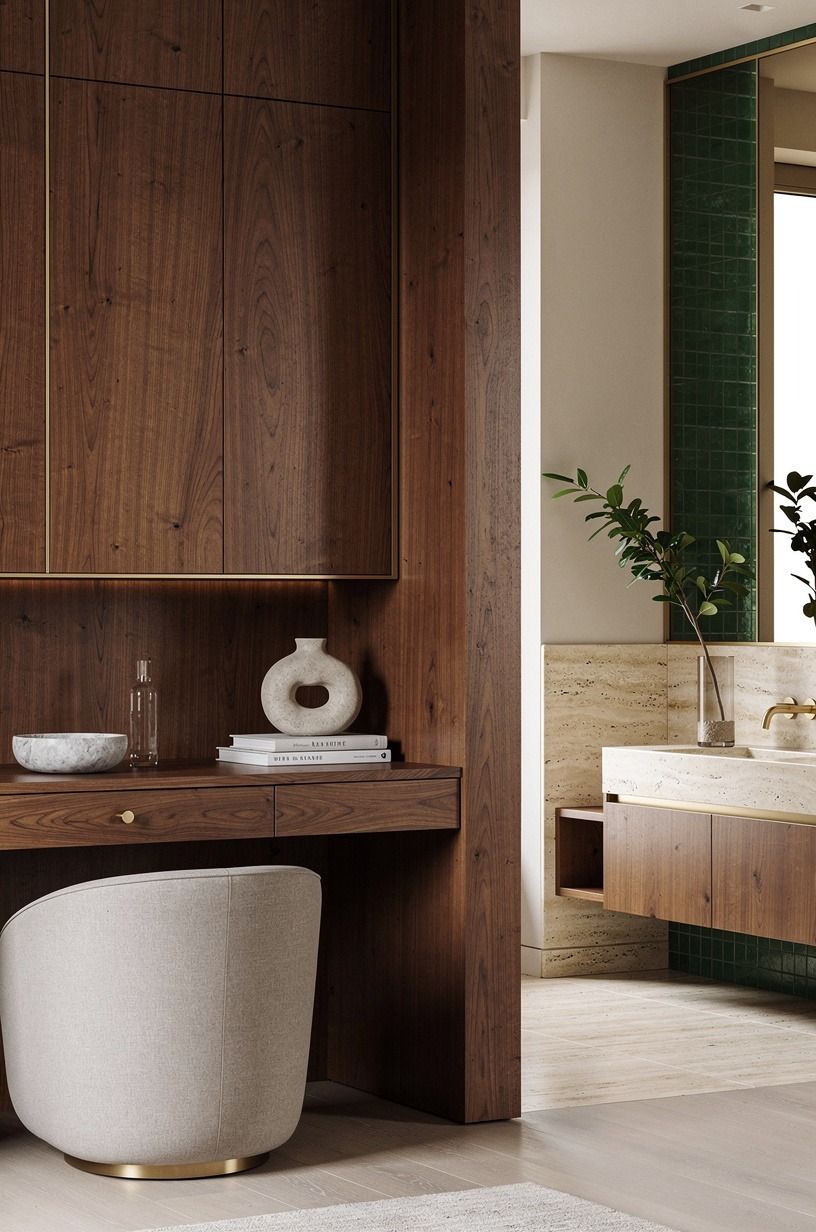 Mix teak beside gold hardware, but stop at two woods