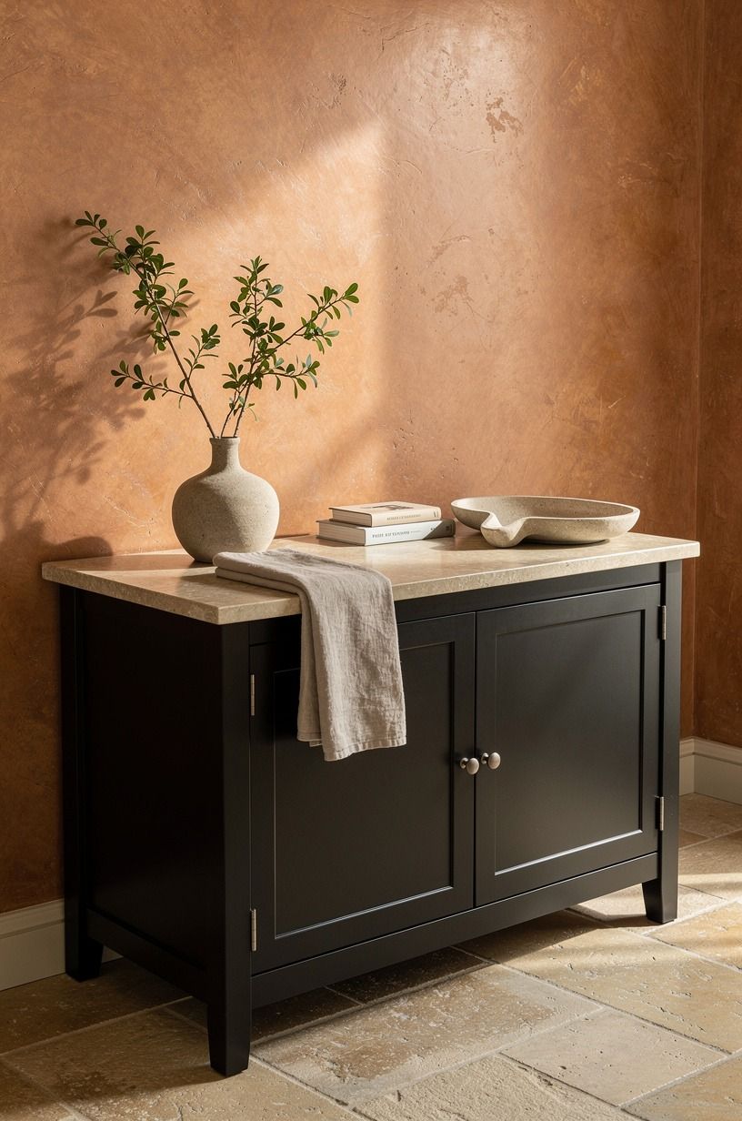 Paint a black frame around the vanity