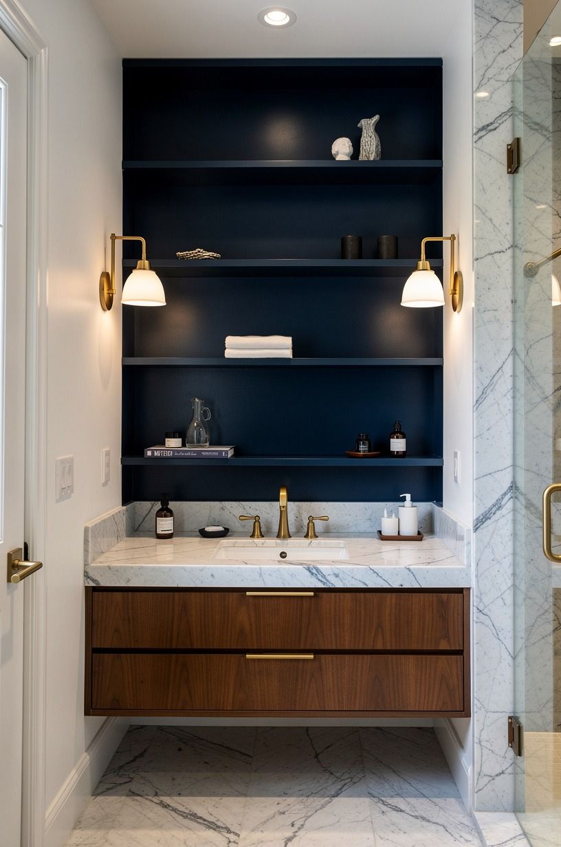 Paint the shelf wall instead of adding more objects
