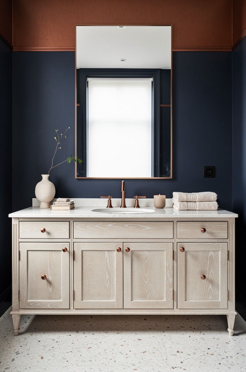 Paint the upper wall in a warm counterpoint