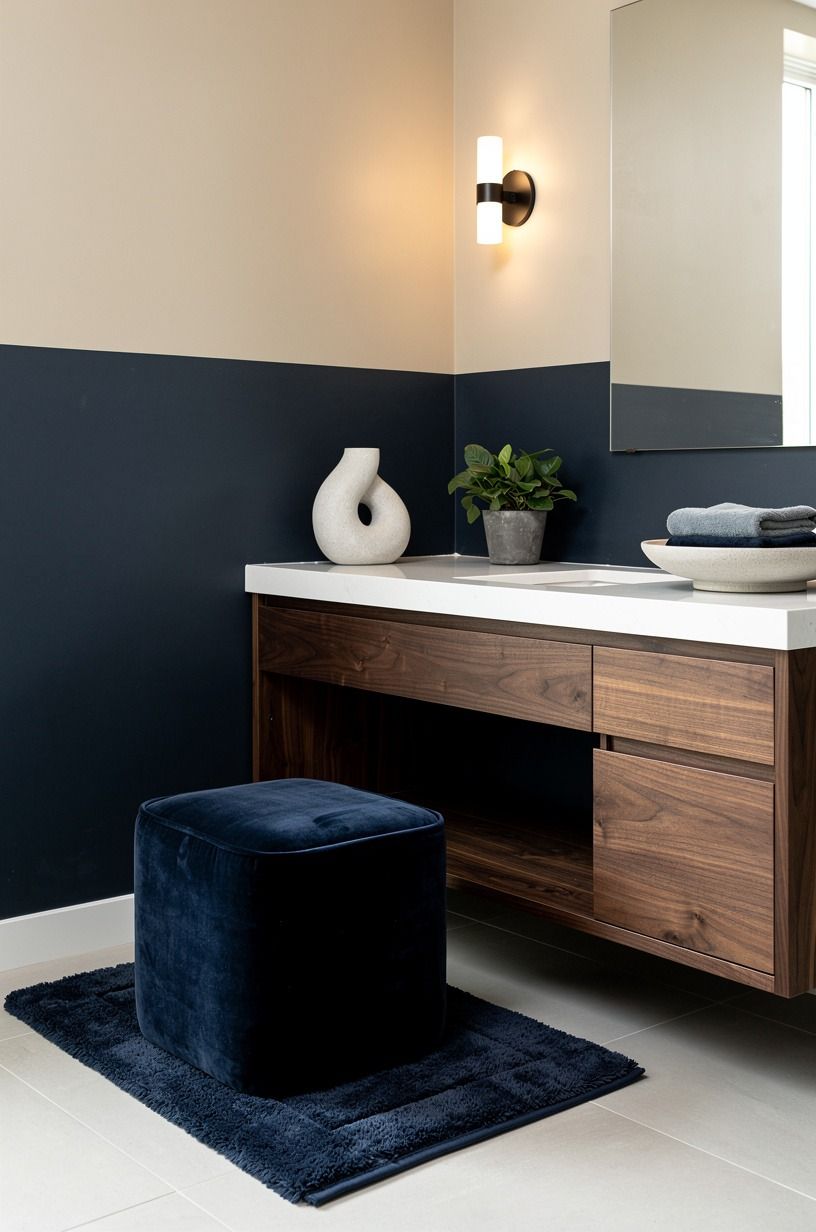 Paint the upper wall in Benjamin Moore Chestertown Buff HC-9