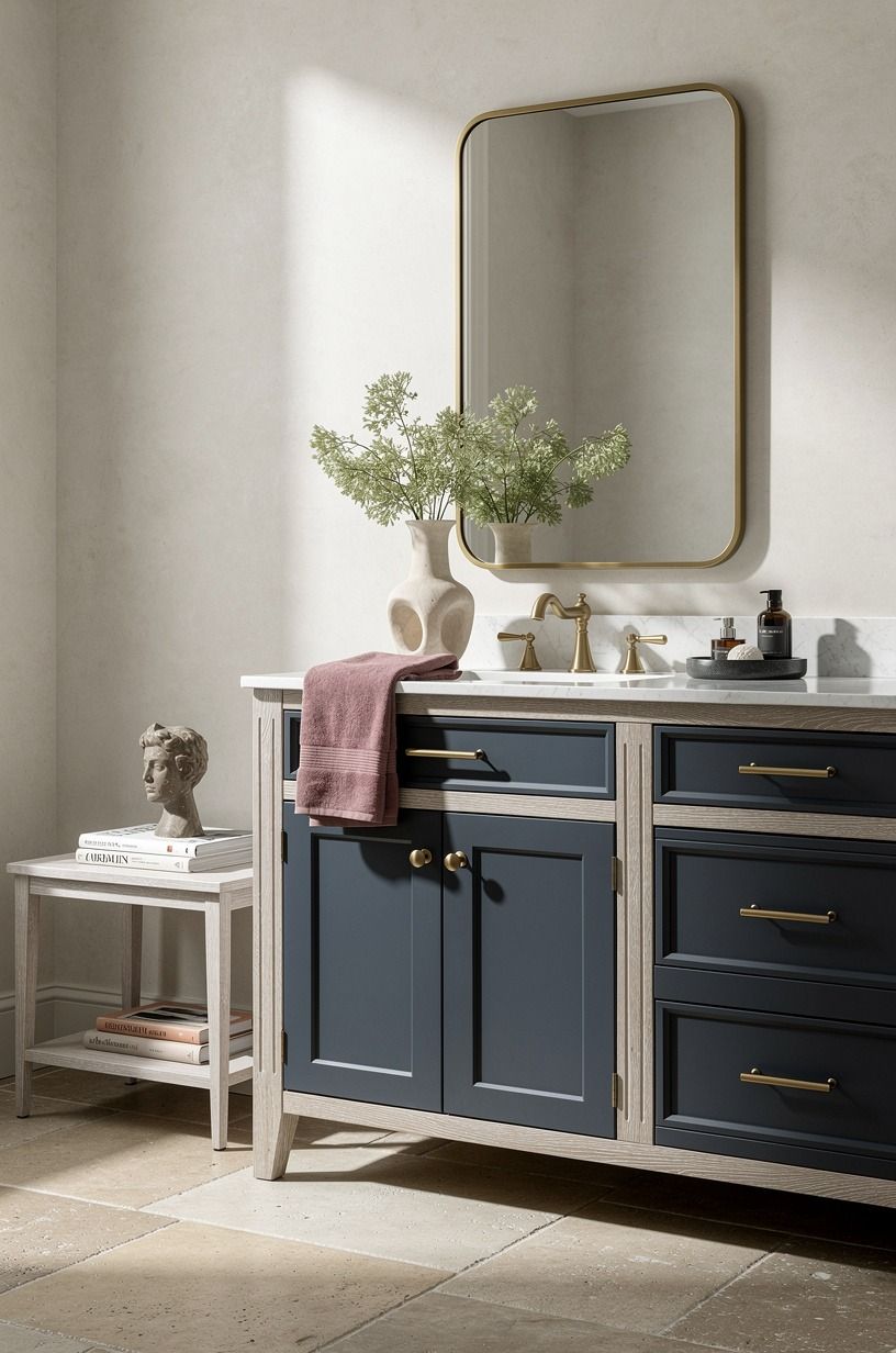 Paint the vanity in Farrow & Ball Hague Blue