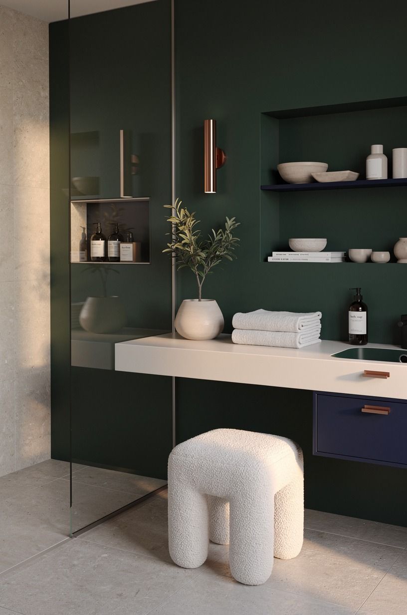 Paint the walls with a forest-green anchor