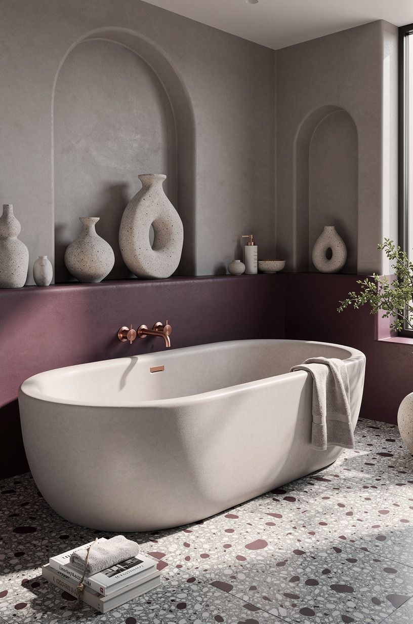 Put a freestanding tub surround around the plumbing only