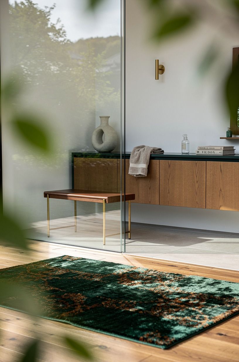 Put a real rug outside the glass