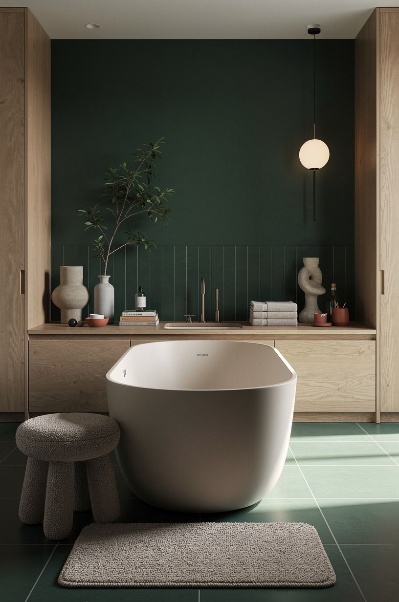 Put a sculptural tub before a standard 60 x 30 in tub