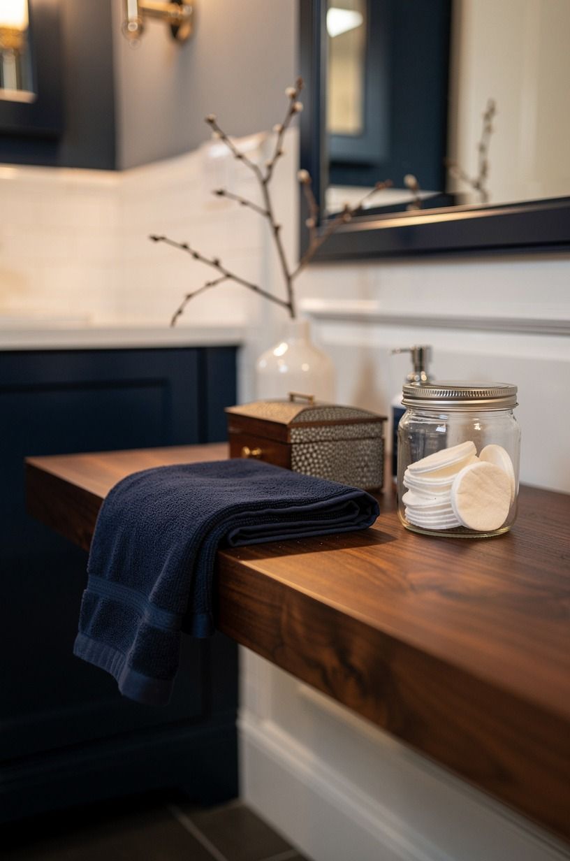 Put a walnut shelf where clutter usually wins