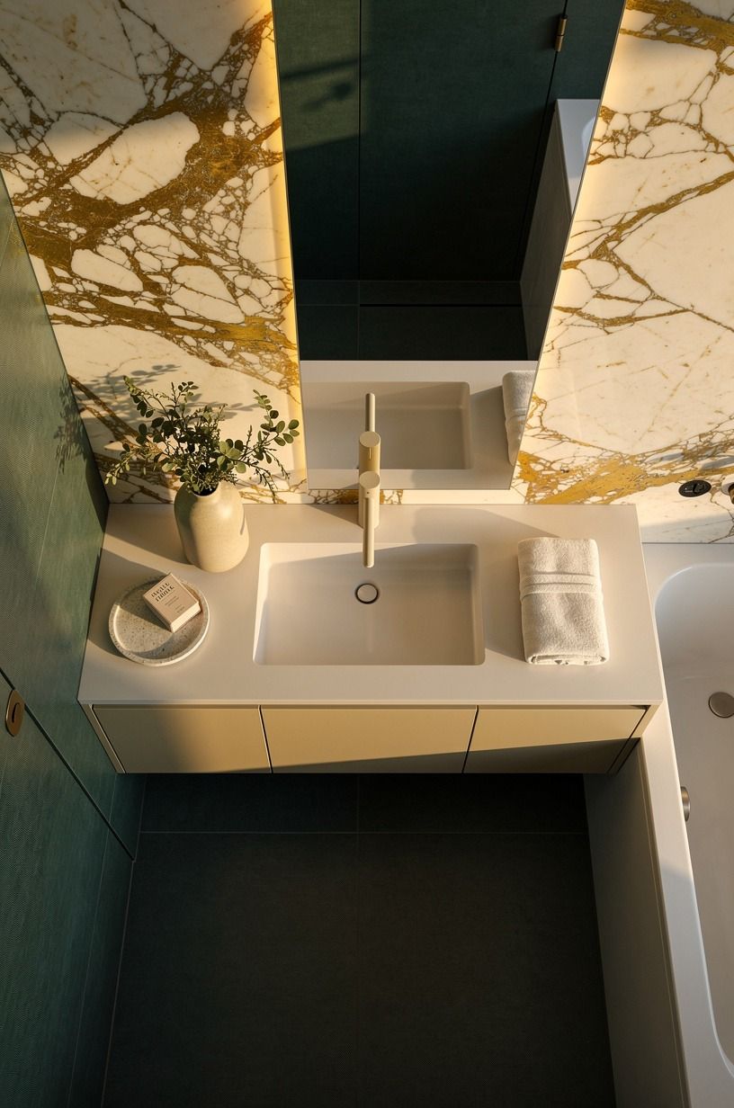 Put Calacatta Gold behind the faucet wall