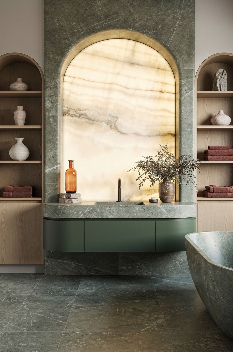 Should You Run Travertine Up the Wall?
