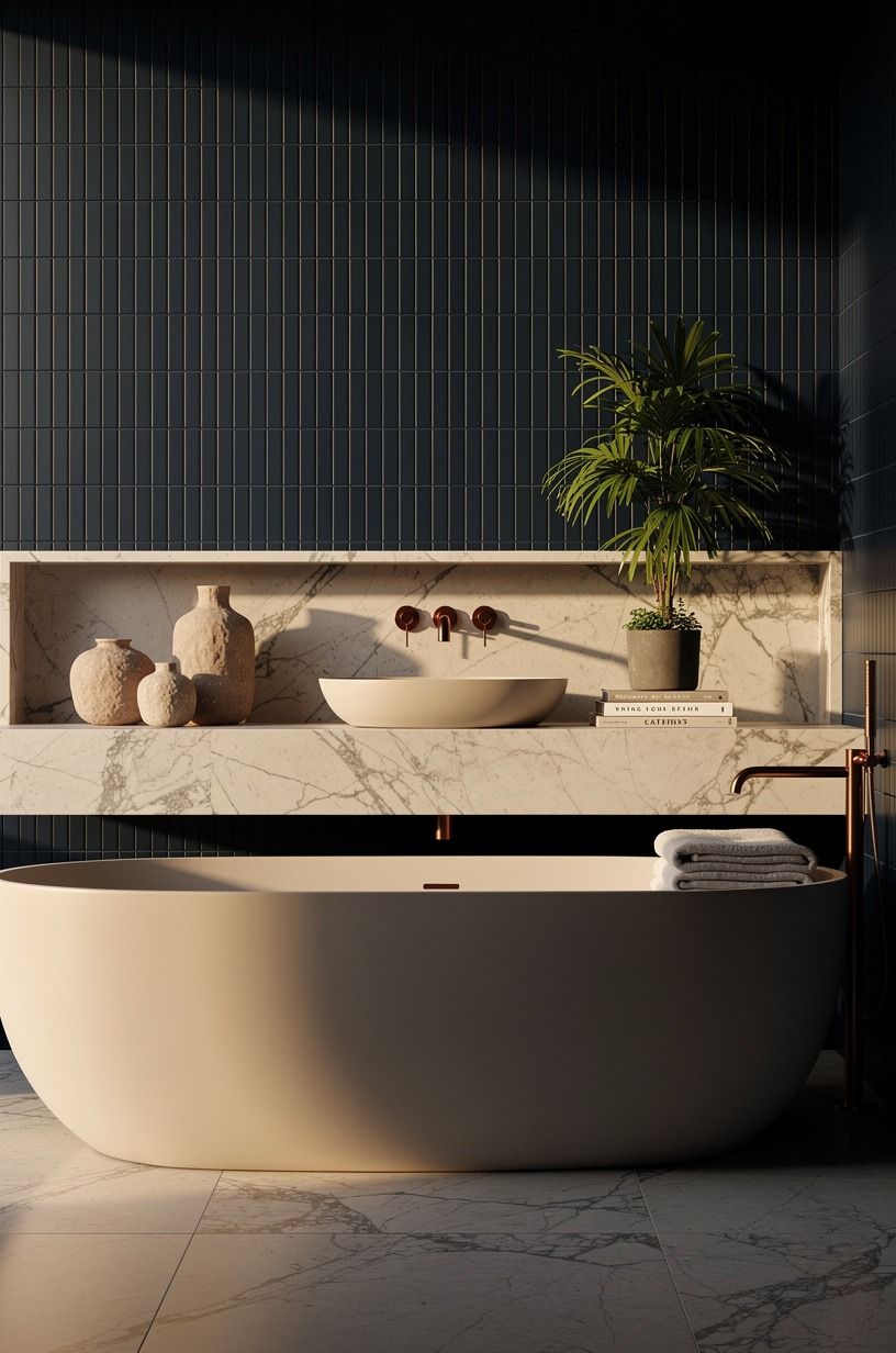 Skip glossy subway tile and choose a matte stacked grid