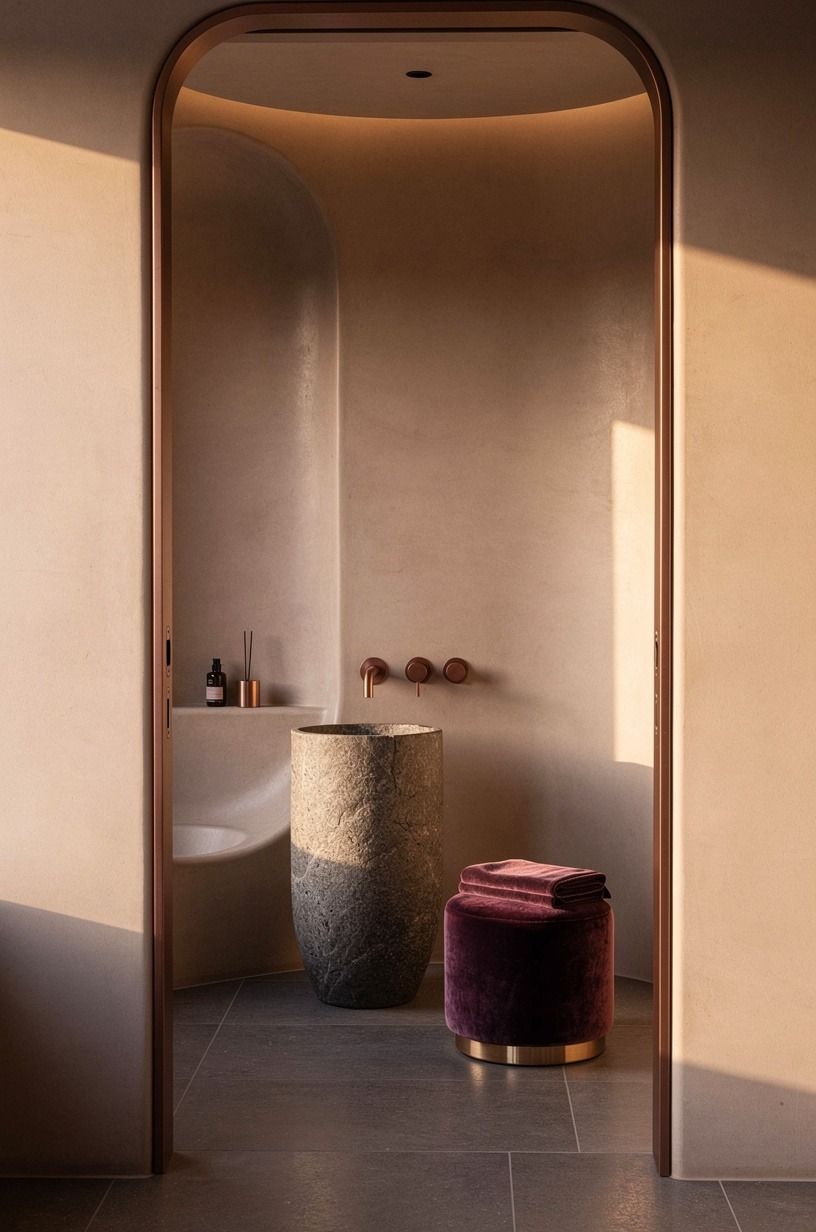 Skip the built-in niche and use a stone pedestal