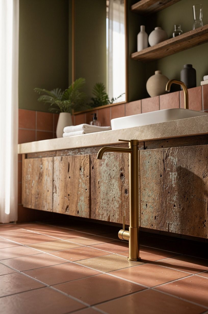 Swap chrome for a brushed brass faucet