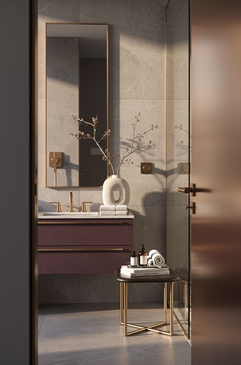 Swap chrome for brushed brass where hands touch
