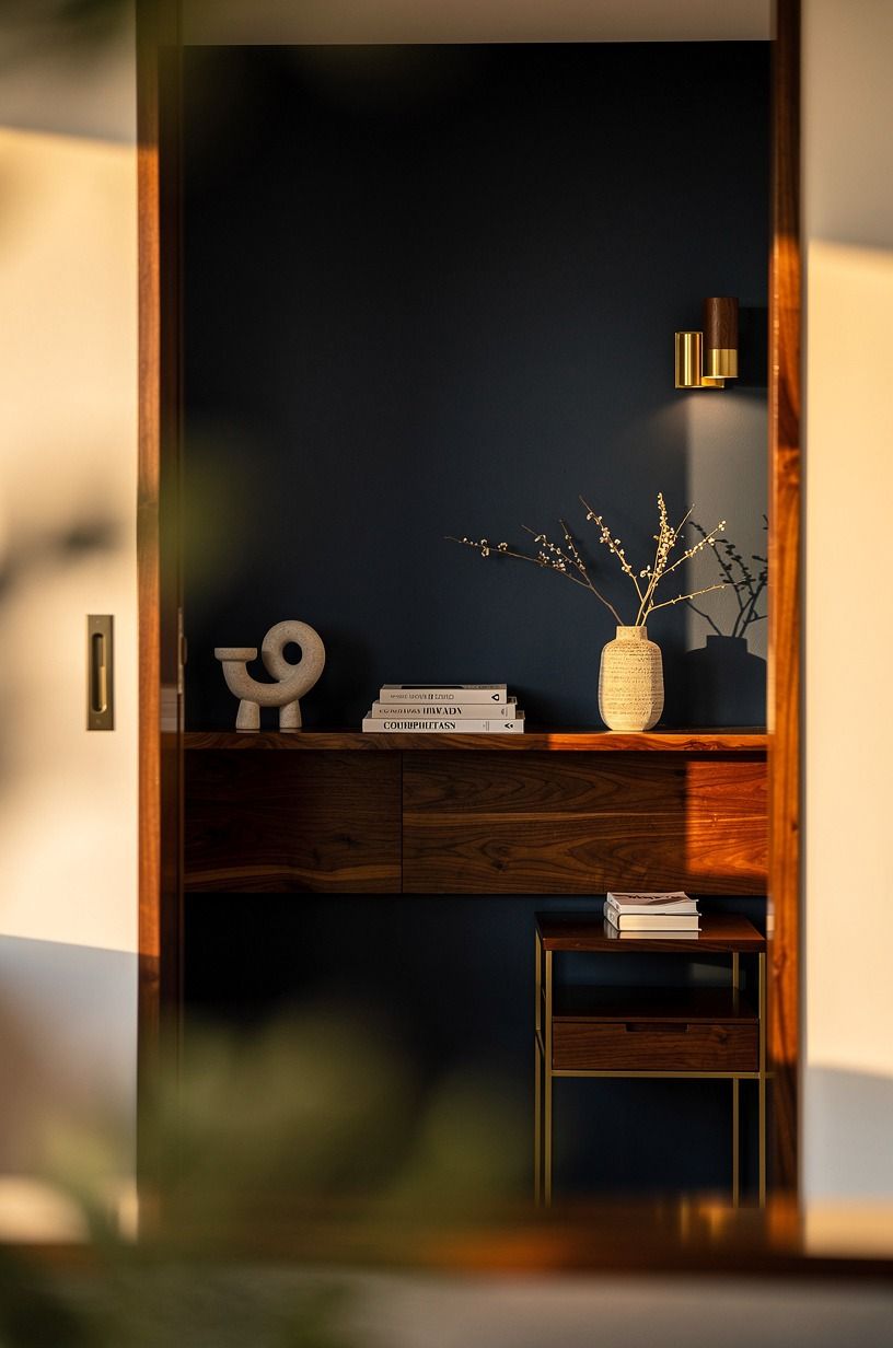 Try a wall-to-wall ledge in a narrow alcove