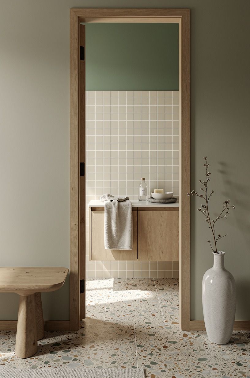 Try cream grout over white grout