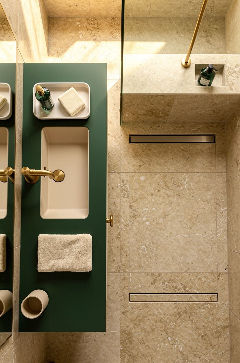 Try the Long-Line Layout beside a 36-inch shower